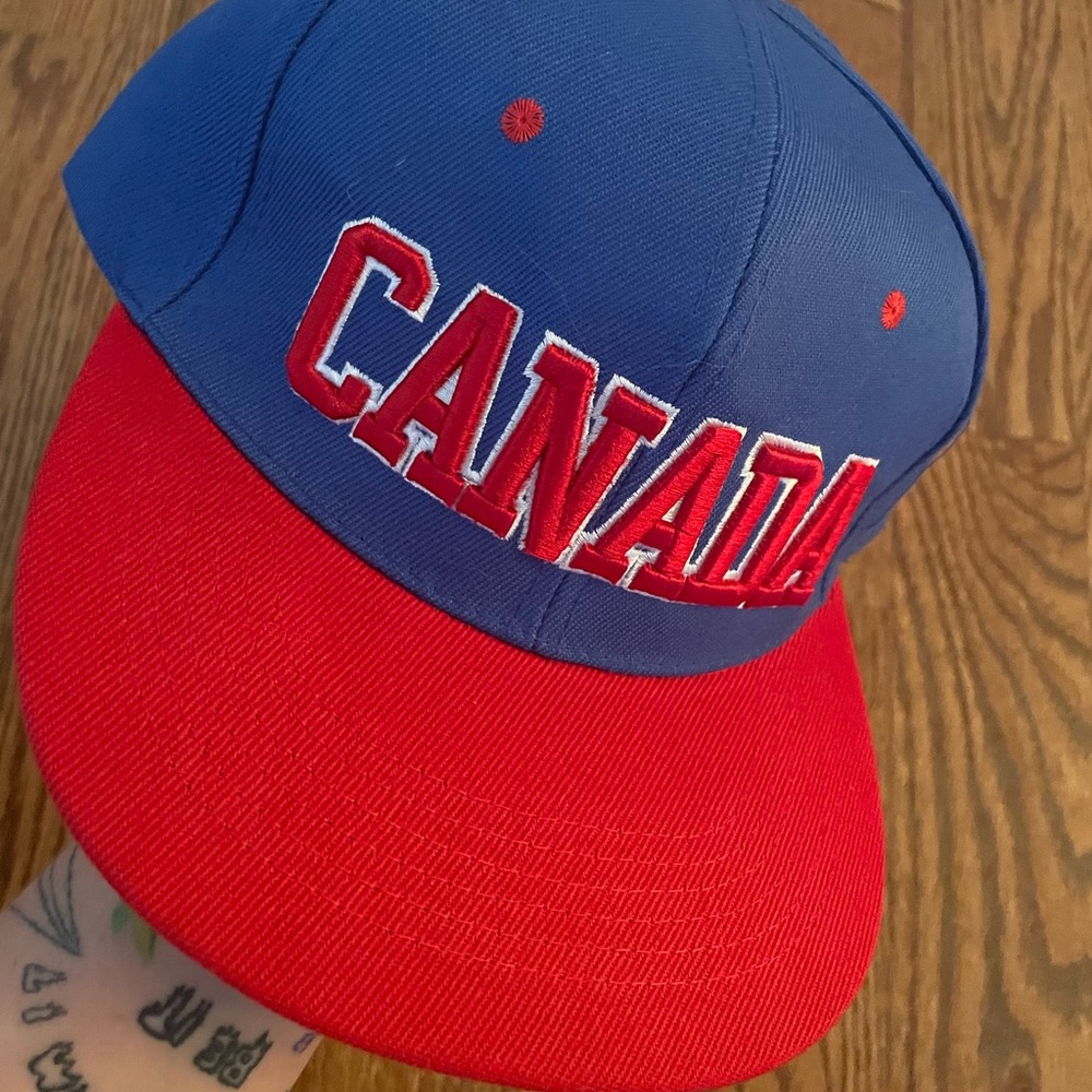 Blue and red Canada snapback